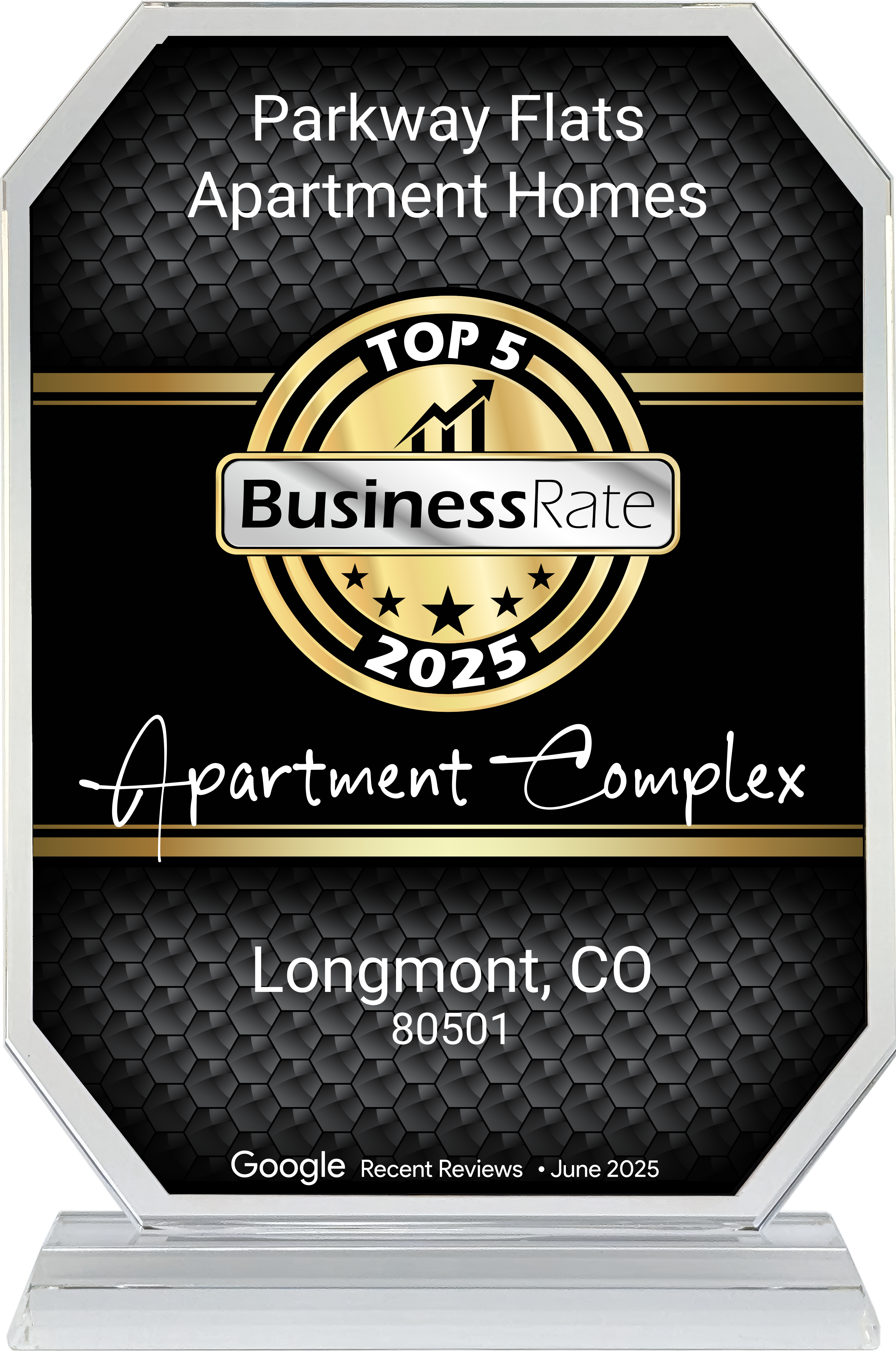 Business Rate 2025 Top 5 award. Parkway Flats Apartment Homes